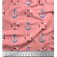 thumbnail image 1 of Soimoi Orange Poly Georgette Fabric Life Ring & Anchor Hook Nautical Printed Fabric 1 Yard 52 Inch Wide, 1 of 1