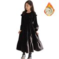 thumbnail image 1 of Qudderr Robes en Polaire pour Adolescentes Filles Décontractées en Velours Côtelé Robe Évasée Col Rond Manches Longues Princesse pour 5-14 Ans, 1 of 9