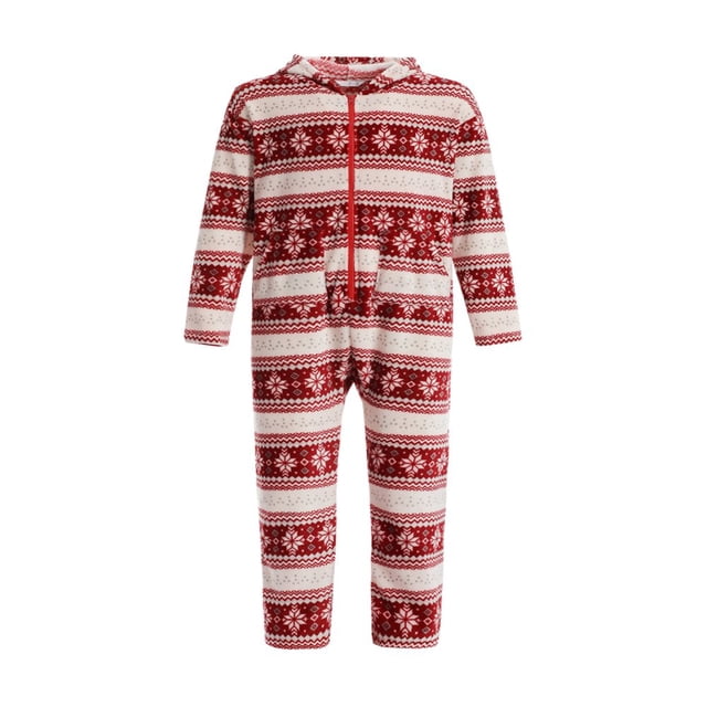 Combinaisons Assorties pour la Famille, Grenouillères à Capuche à Fermeture Éclair devant, Barboteuse, Pyjamas, Pyjamas Imprimés Flocon de Neige