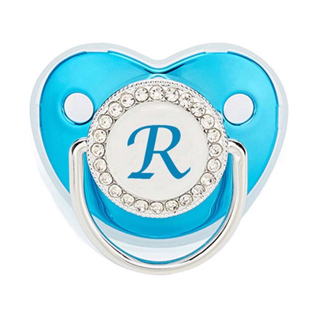 XZNGL Pacifier Clips Baby Girl Baby Pacifier 26 Letter Name Initials Clip Silicone Baby Pacifier Golden Shiny Newborn Pacifier Silicone Pacifier Clip