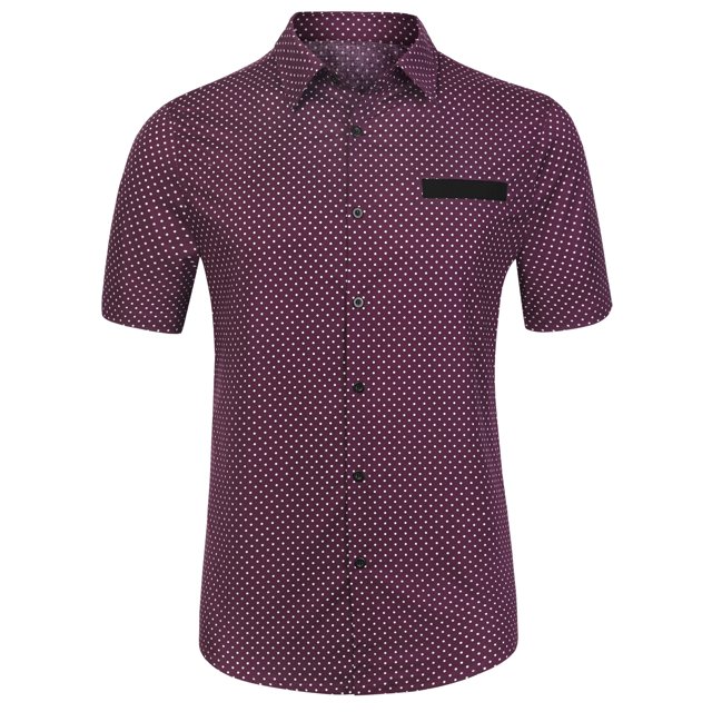 INSPIRE CHIC Chemise à Manches Courtes Boutonnée pour Homme d'Été Imprimée avec Poche Contrastante