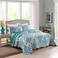 thumbnail image 1 of MarCielo Ensemble de couvre-lit matelassé 3 pièces, couverture de couette imprimée, léger, Turquoise, Queen Size, 1 of 1