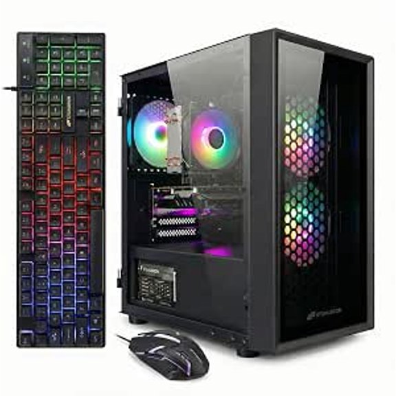 STGAubron Gaming PC Computer Desktop, Core i7 up to 3.9GHz, Radeon RX 560 4G GDDR5, 32GB RAM, 512G SSD, WiFi 6, BT 5.0, RGB Fan x 3, Windows 11 Home