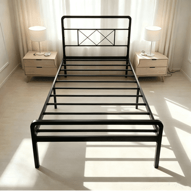 Twin Bed Frame with Headboard and Footboard, 14 Inch Metal Platform Bed Frame Strong Metal Slats Support, Under Bed Storage, Mattress Foundation No Box Spring Needed