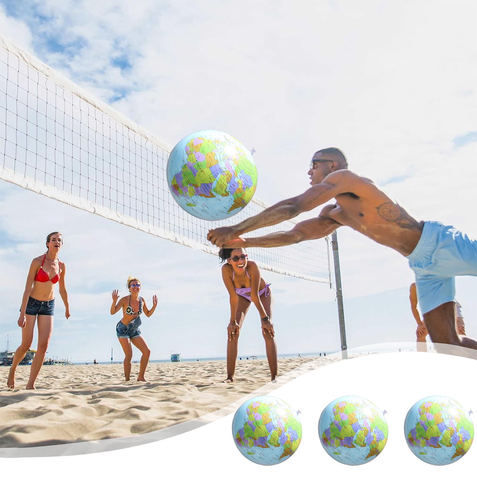 Dvkptbk 3Pcs Inflatable Pvc World Globes 16 Inches Before Inflatable 12 Inches After Inflatable Suitable for Use in School Teaching Beach Games Student Gifts Home Decor