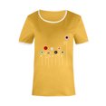 thumbnail image 3 of EGNMCR T-Shirts pour Femmes Femme Couleur Imprimé de Fleurs Manches Courtes Col Rond Décontracté Hauts Amples Manches Courtes, 3 of 4