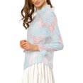 thumbnail image 4 of INSPIRE CHIC Women's Crochet Lace See Through Floral Ruffle Neck Blouse, 4 of 7