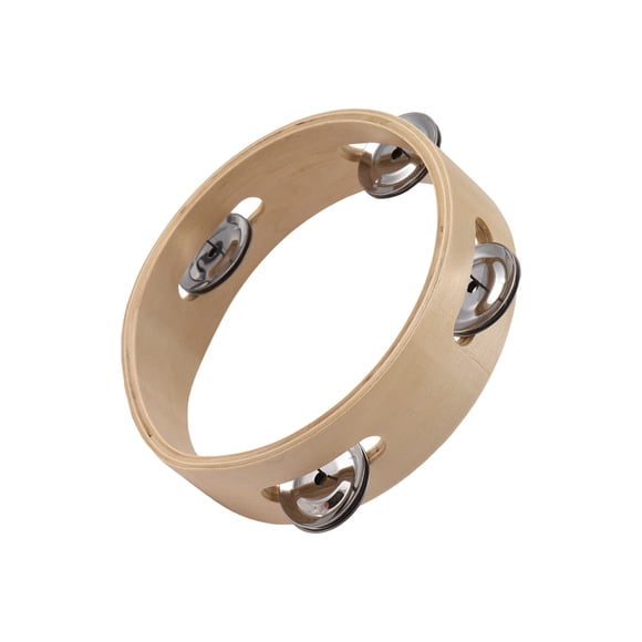 Tambourine,Party 6 Bell Sound Natural Color Metal Bell Inch Sound Color Metal Sound Percussion Supplies Row Wooden Hand Cranked Bell Buzhi