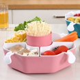 thumbnail image 4 of Multifunctional Rotatable Hot Pot Assortment Home Kitchen Drain Basket Wash Basin Vegetable Assortment Pink, 4 of 7