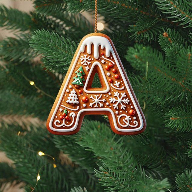 26 Alphabet Ornaments For Christmas Tree Candy Cane Initial Letter M Pendant With Berries Pattern Mini Hanging Decorations For Party DIY Holiday Kitchen Towels Acrylic Snowflake Beads Easter