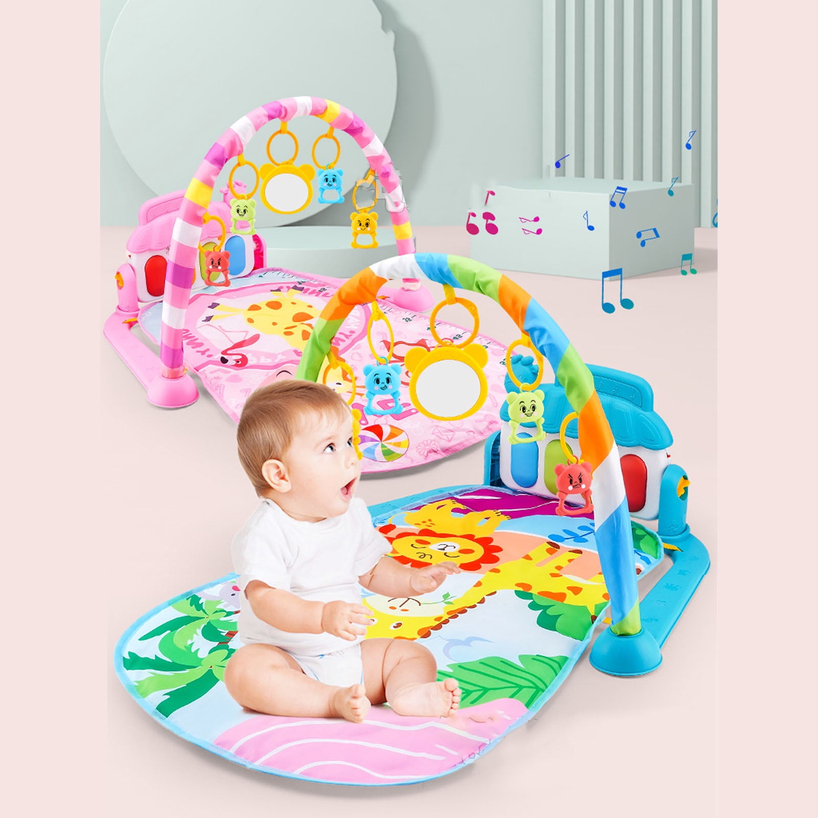 Toddler Musical Activity Mat, Baby Gyms Play Mats Multipurpose Early Education Foot Piano For Home Green