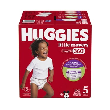 Couches pour bébé Huggies Little Movers HuggFit 360° avec ceinture 360°, tailles 3-7, 136-70 unités