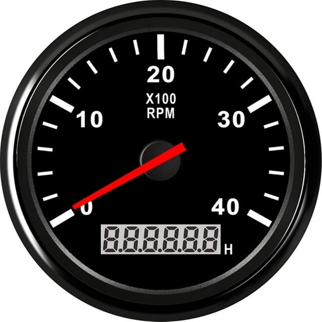 85mm Marine Tachometer 3000 4000 6000 RPM Tacho Meter Gauge Red Backlight With LCD Hour Meter For Car Boat Truck Auto 12V/24V ,Wide Applicability