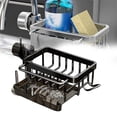 thumbnail image 4 of B Right Side Kitchen Sink Dish Drying Rack Over Faucet No Drilling Stainless Steel Drain Board For Dishes Sponges Utensils Organizer Under Sink Storage Solution For Kitchen Countertop, 4 of 5
