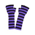 thumbnail image 1 of Gravity Threads Long 11 Pouces Chauffe-Bras en Tricot Gants Sans Doigts Chauds, Violet/noir, 1 of 2