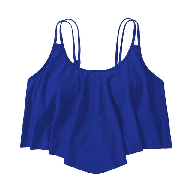Women's Bikini Tops Full Coverage Tankini Top Double Layer Swim Bras Flounce Bathing Suit Tops With Ruffled