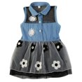 thumbnail image 1 of Été Enfants Bébé Fille Tenues Denim Sans Manches Tutu Robe Bambin Filles Partie Fleur Tulle Taille Robes 2-8Y, 1 of 5