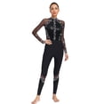 thumbnail image 1 of Jizyo Women's Long Sleeve Dance Unitard Shiny Rhinestone Full Body Suits One Piece Jumpsuits Black L, 1 of 5