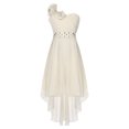 thumbnail image 3 of RUNQHUI Robe à une Épaule pour Enfants Filles en Mousseline Demoiselle d'Honneur Robe Asymétrique Formelle Bal Fête Robes Champagne 8, 3 of 7