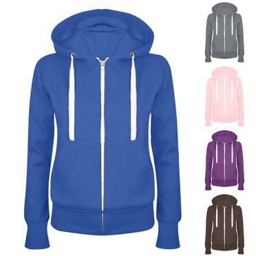 VEKDONE Womens Casual Hoodies Full Zip Up Drawstring Hooded Jackets Fall Long Sleeve Thin Fleece Coat with Pockets Basic Solid Color Sweatshirts Outerwear Coffee L