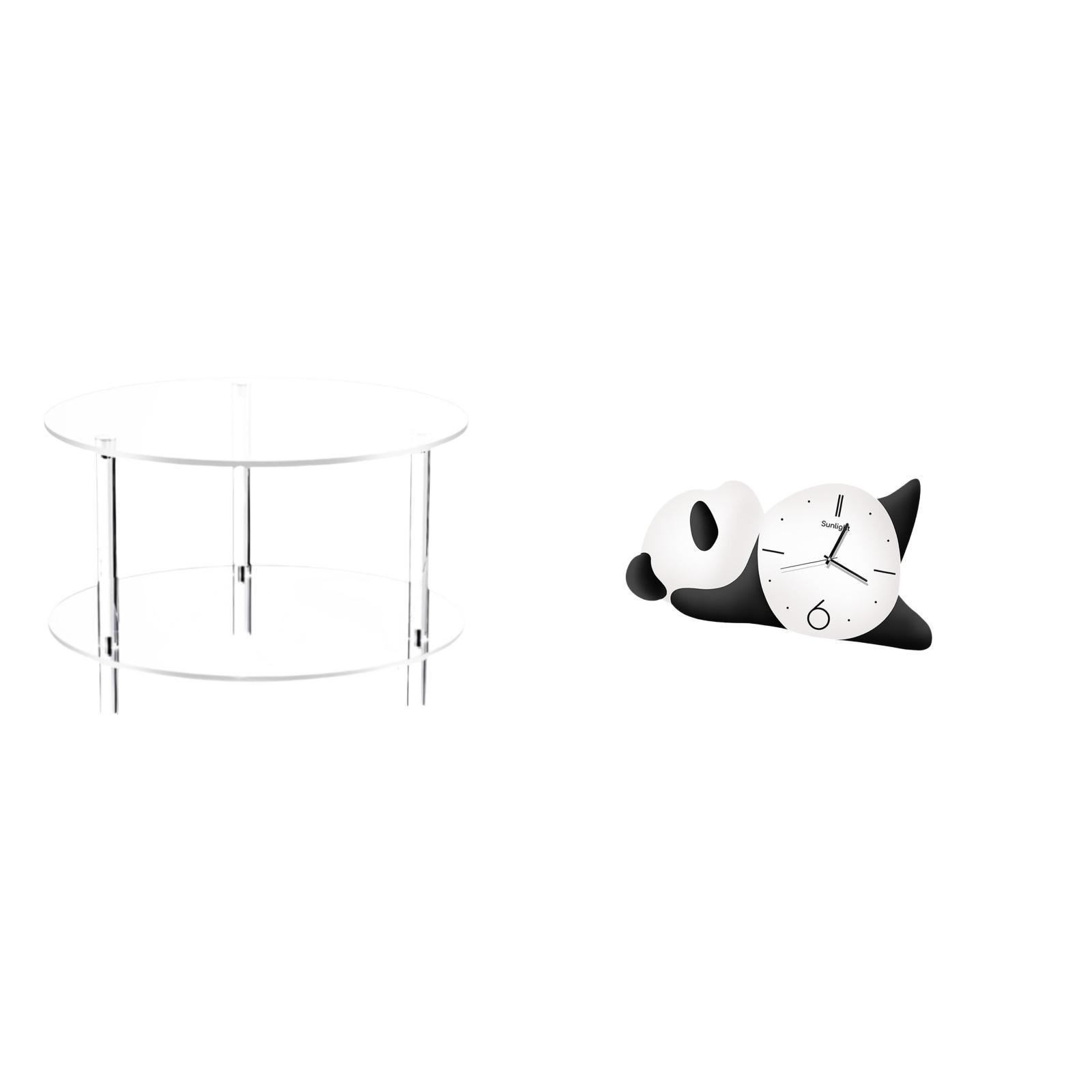 Luzkey Clear Acrylic Panda Shape Side Table End Table Compact NightStand Bedside Furniture Modern Cute Wall Clock Practical Sturdy Home Decor Easy Assembly F