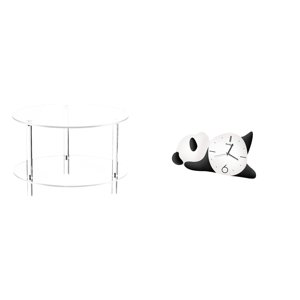 Luzkey Clear Acrylic Panda Shape Side Table End Table Compact NightStand Bedside Furniture Modern Cute Wall Clock Practical Sturdy Home Decor Easy Assembly F