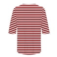 thumbnail image 4 of Enjoytime Blouses Grande Taille pour Femmes à Rayures Col Ras du Cou Manches Mi-Longues Chemises Décontractées Hauts de Travail de Bureau, 4 of 5