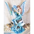 thumbnail image 1 of Large Nautical Blue Mermaid Feeding Leviathan Ocean Dragon Fairy Pixie Statue, 1 of 8
