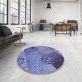 thumbnail image 4 of Ahgly Company Tapis de Zone Rond d'Intérieur Lavable à la Machine, Style Transitionnel, Bleu Denim, 7 Pieds Rond, 4 of 7