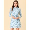 thumbnail image 3 of INSPIRE CHIC Women's Floral Print Lace Ruffle Crew Neck Casual Mini Dress, 3 of 6