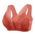 thumbnail image 1 of B91xZ Soutien-Gorge Sans Armatures Double Support pour Femmes Grande Taille Mode Dentelle Non Doublé, Rouge 44, 1 of 4