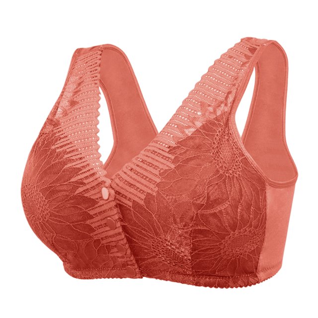 B91xZ Soutien-Gorge Sans Armatures Double Support pour Femmes Grande Taille Mode Dentelle Non Doublé, Rouge 44