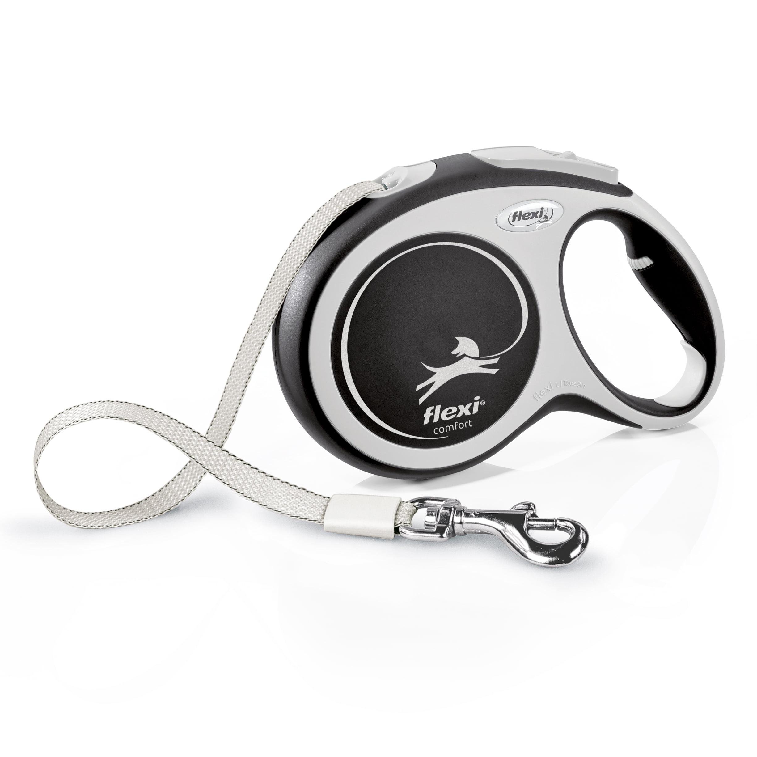 Flexi New Comfort Laisse à Ruban Rétractable pour Grand Chien, Noir, 8m/26 Pieds