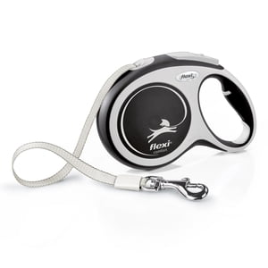 Flexi New Comfort Tape Retractable Large Dog Leash, Black, 8m/26ft