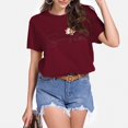 thumbnail image 2 of LUOGENLI T-shirts pour Femme pour Femmes T-shirts pour Femmes Motif Imprimé Tournesol Col Rond Manches Courtes T-Shirt Haut T-shirts pour Femmes T-Shirt Graphique Drôle Saint-Valentin Vin P, 2 of 6