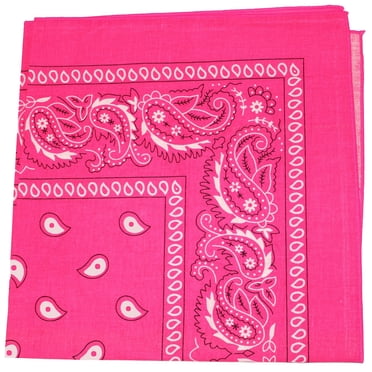Pack of 6 Paisley Cotton Bandanas Novelty Headwraps - 22 inches (Neon Pink)