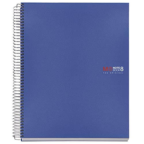 Miquelrius Premium A5 8-Subject Spiral Notebook, Graph Pages, Blue (6" x 8")