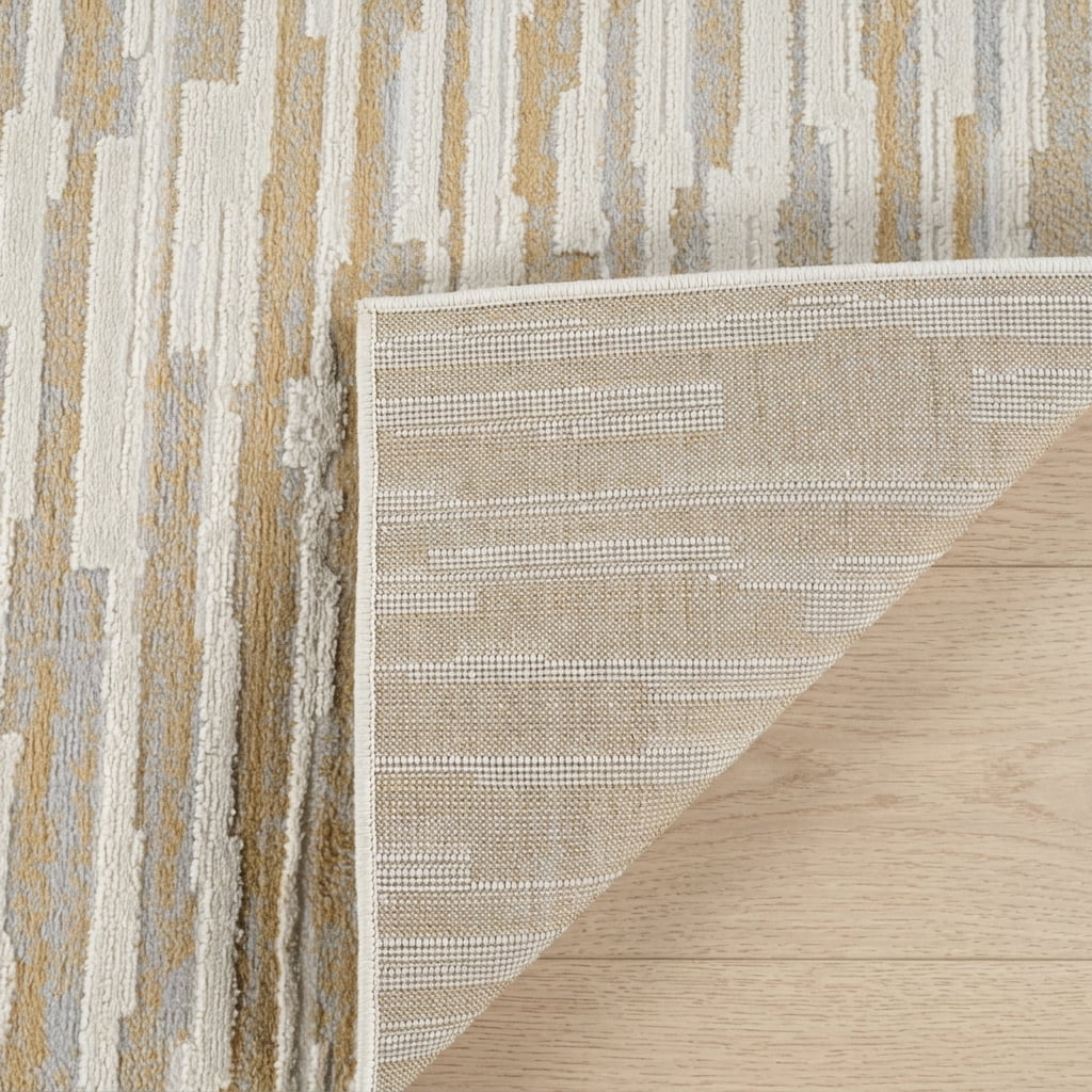 Tapis d'interieur abstrait Rug Branch Nomad, beige marron, moderne - Salon, chambre, salle a manger et cuisine