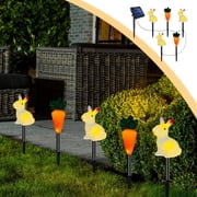 TopLLC Easter Decorations, Easter Ornaments LED Easter Solar Lights Easter Classic Bunny Carrot Elementals Solar Ground Lights Holiday Outdoor Garden Yard Decoration One Tow Five Holiday Solar Lights