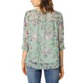 thumbnail image 3 of INSPIRE CHIC Women's Floral Chiffon Blouse 3/4 Sleeve Round Neck Ruffle Hem Top Mint Green M, 3 of 7