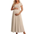 thumbnail image 2 of Sentmoon Robes de Grossesse pour Femmes Respirantes Coupe Ajustée Robes pour Femmes 2026 Été Couleur Unie Manches Courtes Encolure Carrée Robe Décontractée pour Femmes Voyage pour Sortir et Fête S-TTTG, 2 of 8