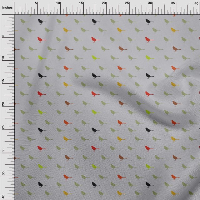 oneOone Silk Tabby Fabric Artistic Bird Decor Fabric Printed BTY 42 Inch Wide