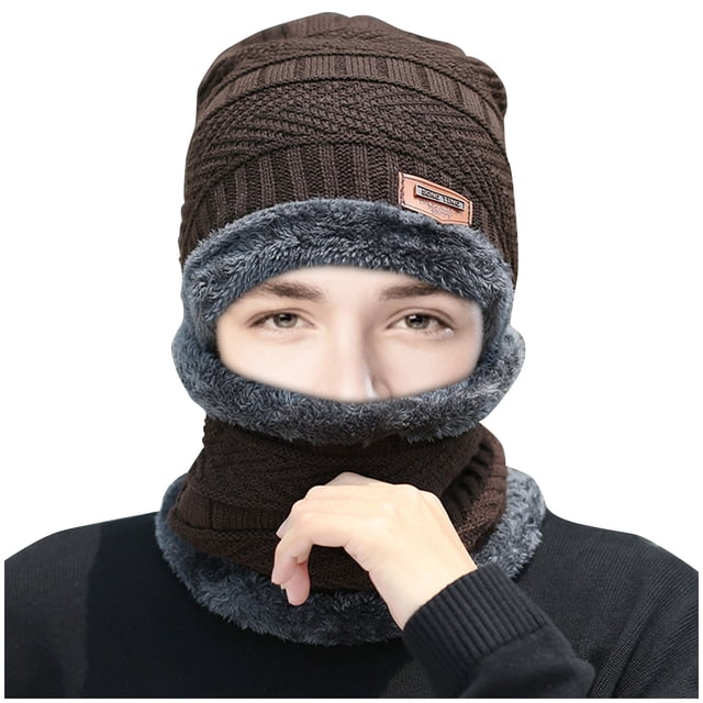 Winter Thermal Plush Hat Scarf Woolen Cap Cycling Windproof Cap Two-piece Suit