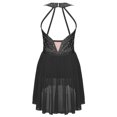thumbnail image 2 of RUNQHUI Robe de Patinage Artistique Sans Manches pour Filles avec Strass, Gymnastique Asymétrique, Compétition, Danse, Noir 14, 2 of 6