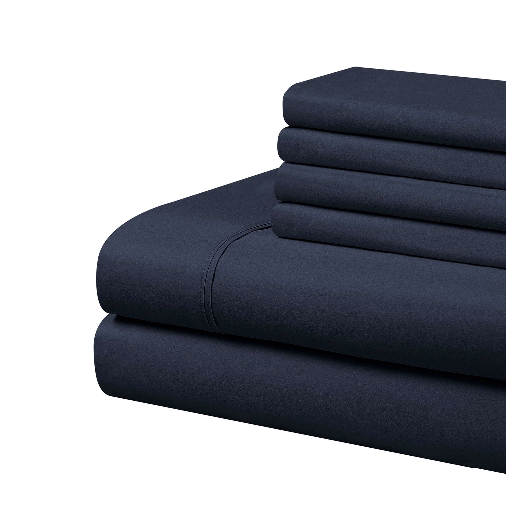 Ensemble de draps de luxe Swift Home 6 pièces avec taie d'oreiller additionnelle, Queen, Bleu marine