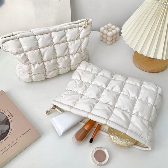 Trousse De Maquillage Matelassée Souple,Grande Capacité,Pour Femme,Pour Produits De Soins,De Voyage,Multifonction,Compacte,Indispensable Pour Les Voyages,Organiseur De Beauté