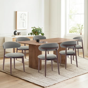 MALOL Wooden Dining Chairs Set of 6, Modern Fabric Upholstered Kitchen Side Chairs, Farmhouse Dining Room Chair Thick Padded with Foot Pegs, Green