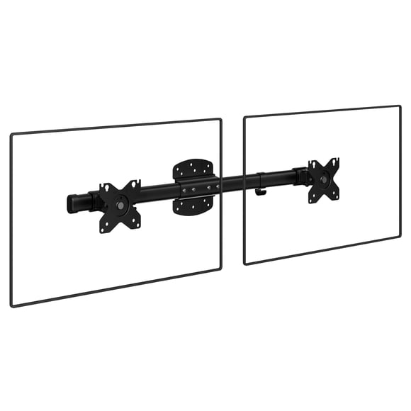 WALI Dual Monitor Arm Wall Mount up to 27 inch, Single to Double Bracket Adapter, Horizontal Assembly Monitor Arm for 2 Screens, Holds Up to 22lbs per Arm (012ARM), Black