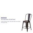 thumbnail image 2 of Commercial Grade 4 Pack 24" High Distressed Copper Metal Indoor-Outdoor Counter Height Stool with Back, 2 of 9