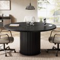 thumbnail image 3 of 47-Inch Round Conference Table, Wooden Meeting Table for 4-6 People with Sturdy Metal Base, Black, 3 of 8
